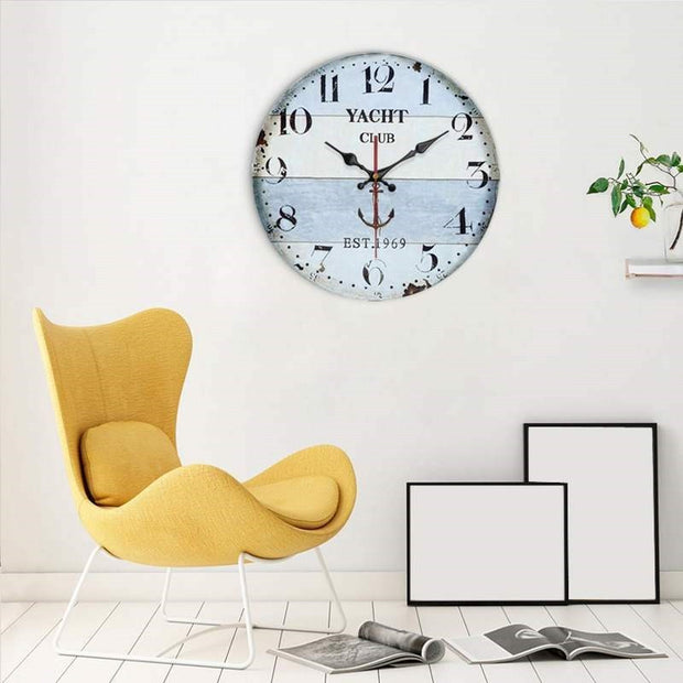 European Creative Wall Clock Wooden Living Room Quartz