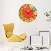 European Creative Wall Clock Wooden Living Room Quartz