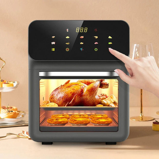 12L Large Capacity Electric Air Fryers Oil-free Automatic Household Kitchen 360°Baking Convection Oven Deep Fryer without Oil