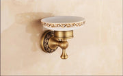 Antique Brushed Copper Carved Base Bathroom Accessories Bath Towel Shelf Towel Bar Paper Holder Cloth Hook