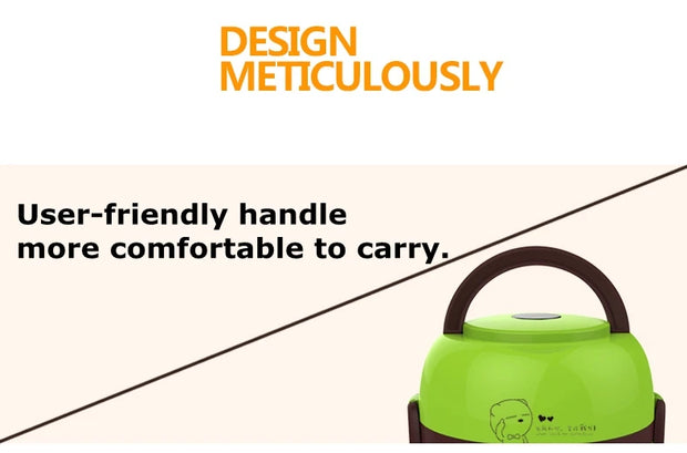 DMWD MINI Rice Cooker Thermal Heating Electric Lunch Box 1/2 Layers Portable Food Steamer Cooking Container Meal Lunchbox Warmer