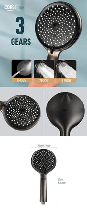High Pressure Shower Head Handheld 3/5 Modes Multifunction Strong Flow Rain Massage Showerhead long Hose and Adjustable Holder