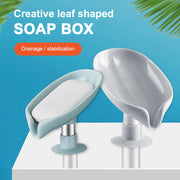 Soap Dish Storage With Suction Cup Laundry Leaf Shape Soap Box