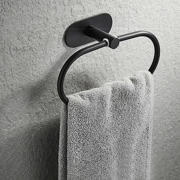 Wall Mount Toilet Towel Paper Holder Adhesive Black Silver