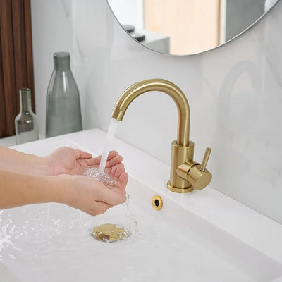 Modern Basin Faucet Gold Basin Faucet Bathroom Taps Single Handle Hot and Cold Sink Mixer Taps Stainless Steel Basin Faucet