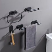 Wall Mount Toilet Towel Paper Holder Adhesive Black Silver