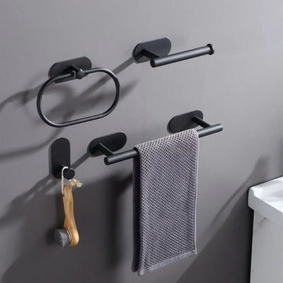 Wall Mount Toilet Towel Paper Holder Adhesive Black Silver