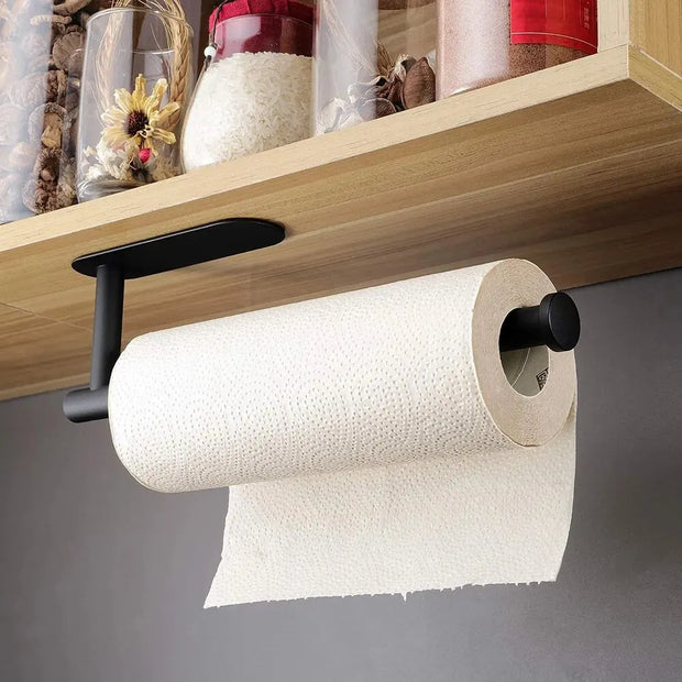 Wall Mount Toilet Towel Paper Holder Adhesive Black Silver