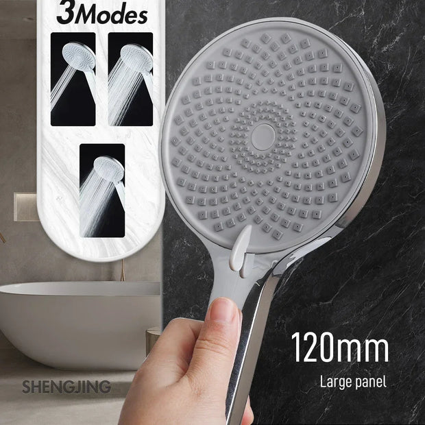 High Pressure Shower Head Handheld 3/5 Modes Multifunction Strong Flow Rain Massage Showerhead long Hose and Adjustable Holder