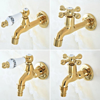 Gold Color Brass Wall Mount Bathroom Mop Pool Faucet /Garden Water Tap / Laundry Sink Water Taps / Washing Machine Tap mav141