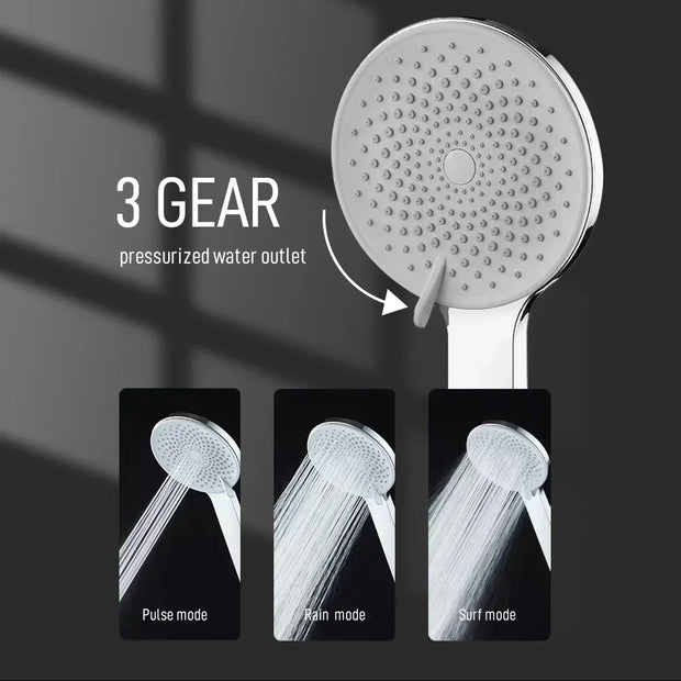 High Pressure Shower Head Handheld 3/5 Modes Multifunction Strong Flow Rain Massage Showerhead long Hose and Adjustable Holder