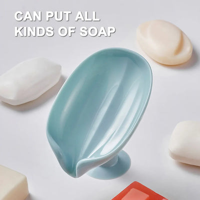 Soap Dish Storage With Suction Cup Laundry Leaf Shape Soap Box
