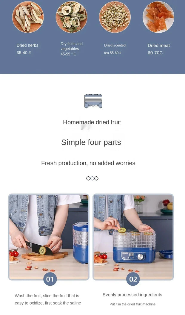 Fruit Vegetable Dryer Meat Snacks Herb Air Dryer Food Blowing Device For Pet House Use Electric Dried Dehydrator Best Price