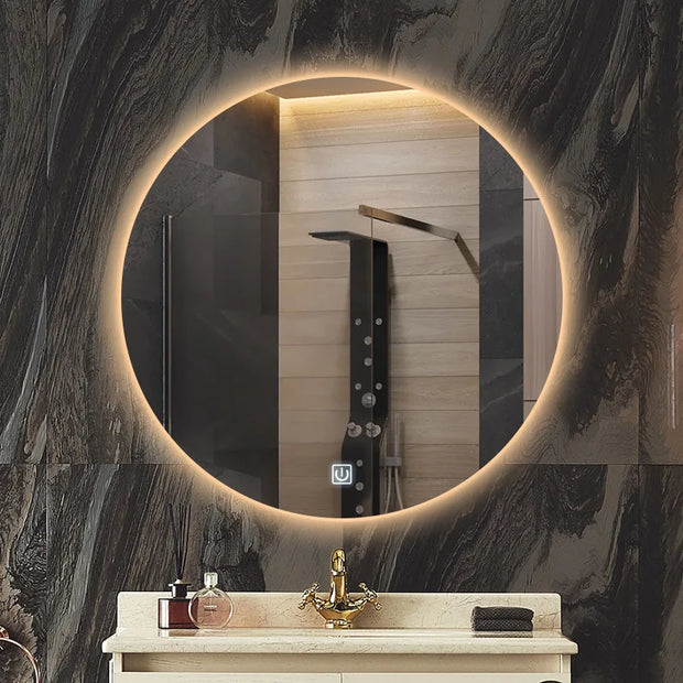 1Pcs Led Bathroom Illuminated Circular Mirror Wall Mounted Intelligence Cosmetic Mirrors Espelho Para Banheiro Home Decoration