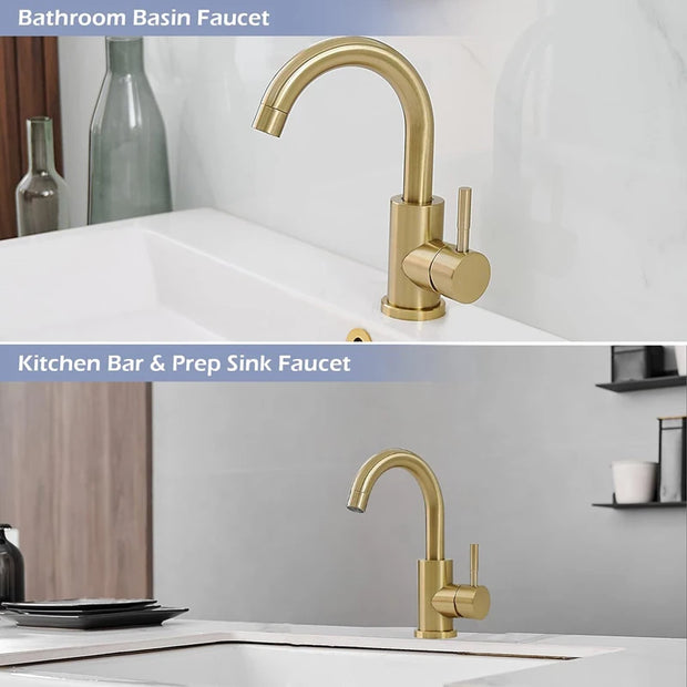 Modern Basin Faucet Gold Basin Faucet Bathroom Taps Single Handle Hot and Cold Sink Mixer Taps Stainless Steel Basin Faucet