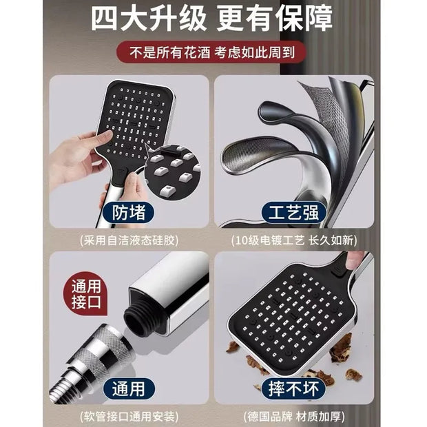 Large Shower Head 6 Modes Adjustable Shower Head Bathroom High-pressure Water-saving Shower Mixer Nozzles Bathroom Accessories